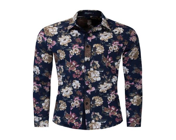 

spring and autumn new style men039s cotton leisure long sleeve slim shirt printing2861167, White;black