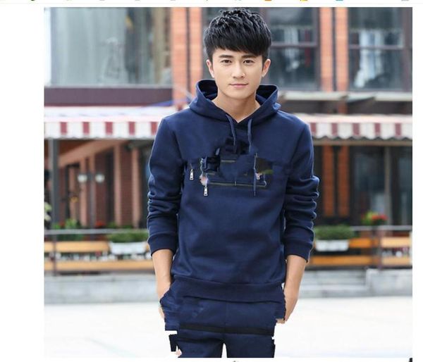 

wholemen jogger set fashion mens hoodies and sweatshirts outdoor mans sportswear chandal hombre casual sudaderas hombre joggi5435696, Black