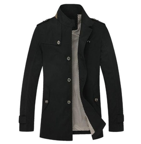 

aierma men solid trench coat mandarin collar fashion men039s overcoat slim fit brand clothing casual cotton jacket6466879, Tan;black