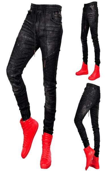 

men skinny work joggers denim stylish stretch jeans casual long pants trouser6360839, Blue