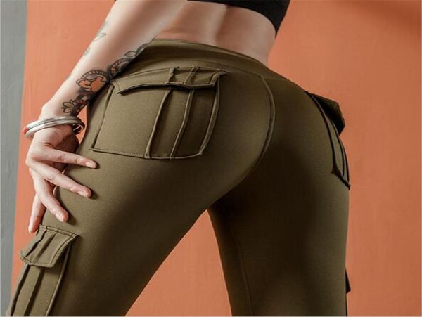 

fashion pocket fitness yoga pants women elastic leggings seamless sport pants high waist hip lifting running fitness trousers6652583, Black;white