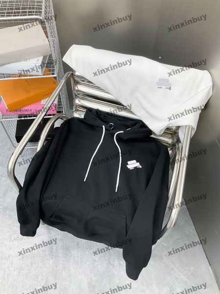 

xinxinbuy men women designer sweatshirt pin embroidery back letter embroidery green gray blue black white yellow s-xl, Black;brown