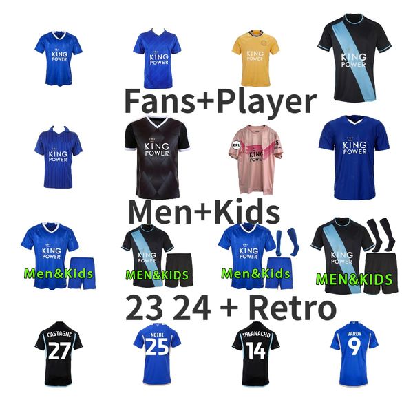 

15 16 18 19 22 23 vardy soccer jerseys leicester maddison city iheanacho 2023 2024 barnes ayoze football shirt daka lookman uniform men kids, Black;yellow