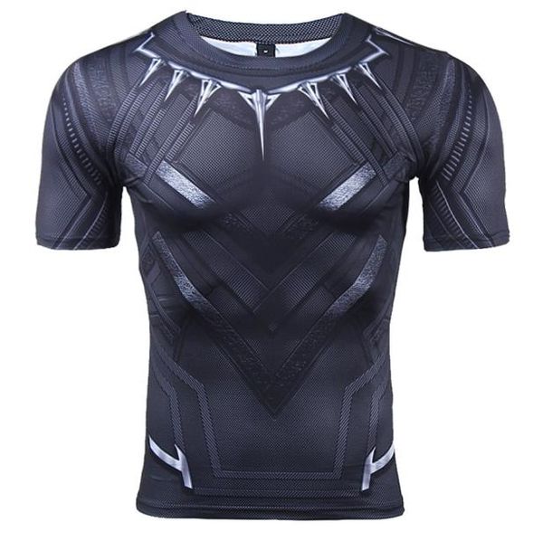 

black panther 3d printed t-shirts men compression shirt captain ama short sleeve cosplay halloween costume for men male7281778, White;black