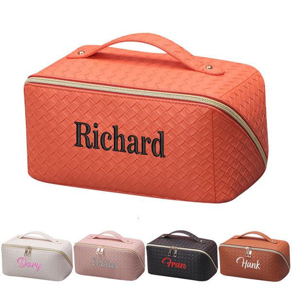 

cosmetic bags cases personalized pu large capacity multifunctional makeup bag custom embroidery advanced sense portable toiletry gift 230831