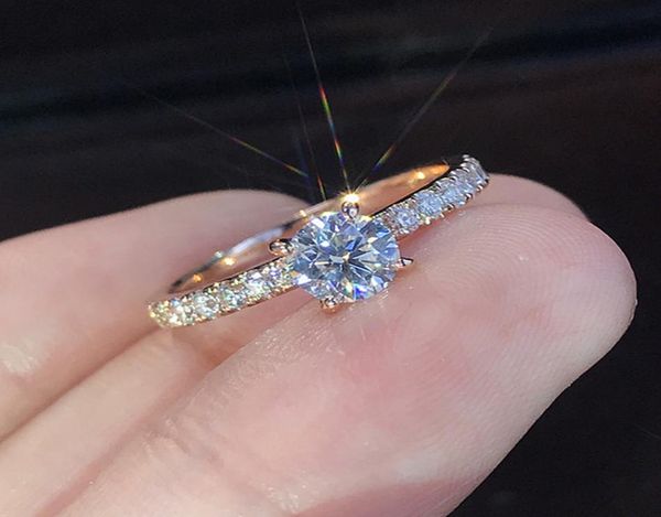 

engagement design rings with side stones for women white elegant female wedding bridal jewelry gift7190633, Silver