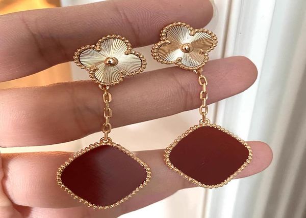 

four leaf clover earring fashion classic dangle earrings designer for woman agate mother of pearl moissanite diamond drop earring 9571614, Silver