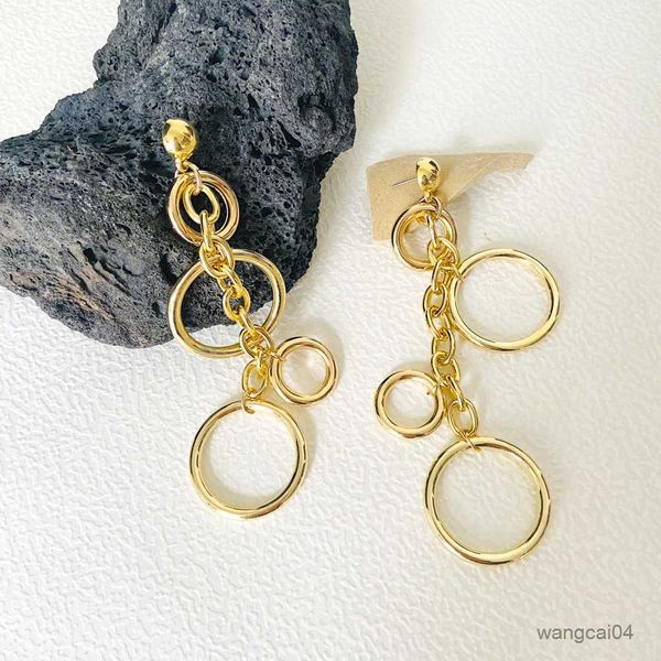 

charm 2023 new creative long round pendant earrings for women design versatile ladies tassel earrings jewelry wholesale r230901, Golden