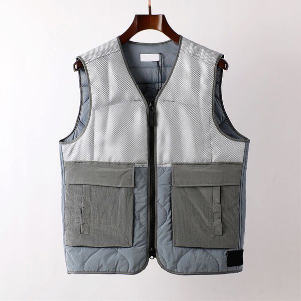 

brand toney vests winter stand collar metal warm embroidered badge down vest, Black;white