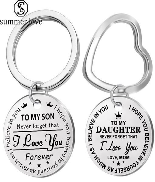 

new to my son daughter stainless steel keychain forever love mom keyring heart key chains charm love pendant jewelry gift2348668, Slivery;golden