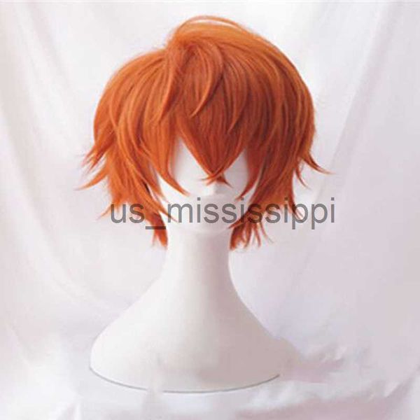 

cosplay wigs mystic messenger 707 cosplay wig short red orange heat resistant synthetic hair anime cosplay wigs wig cap x0901, Black