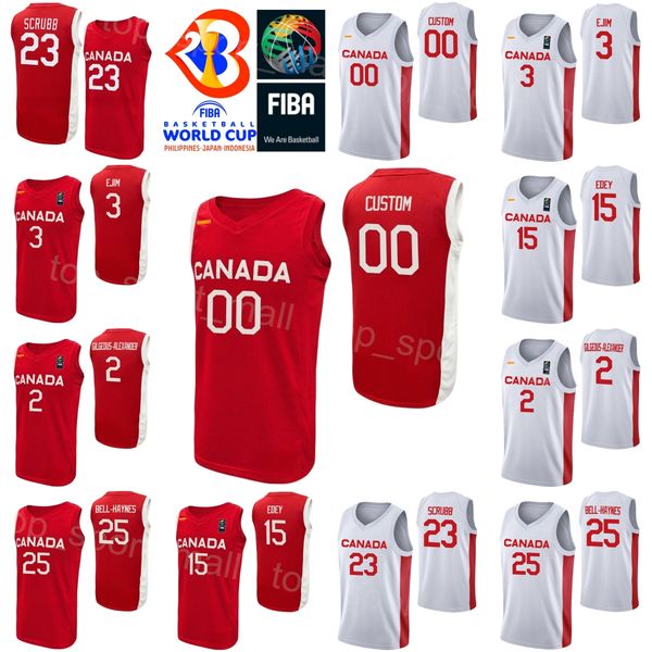 

printed canada basketball jersey 2023 world cup rj barrett kelly olynyk dillon brooks melvin ejim jamal murray andrew wiggins phil scrubb tr, Black;red