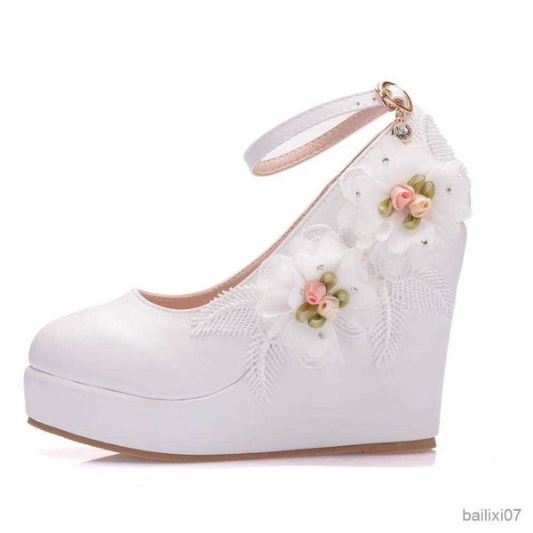 

dress shoes fashionable sweet white flower pumps womens wedding shoes high heels platform shoes ladies party dress bridesmaid sandals r23090, Black