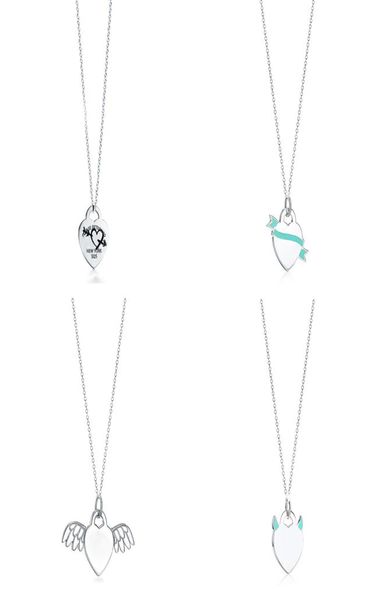 

original 100 925 sterling silver devil angel heart necklace love shape necklace pendant rose gold silver elegant necklace jewelry1125474