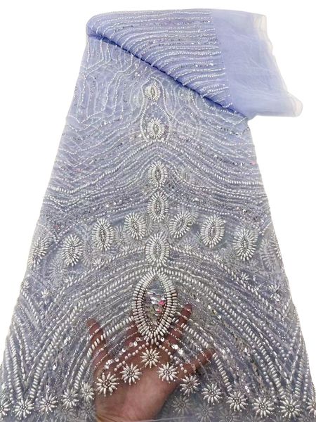 

tulle lace fabric african french sewing wedding dress 2023 5 yards textile lady banquet clothing nigerian textile beaded evening banquet gow, Black;white