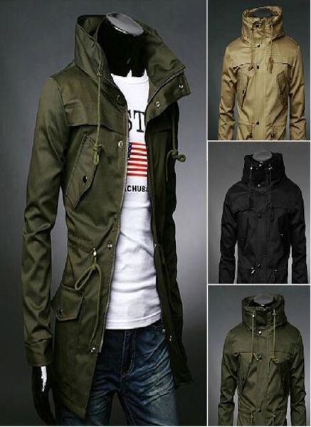 

fashionmens designer jackets spring and autumn famous designer new men039s windbreaker solid color slim long british coat tide2331323, Tan;black