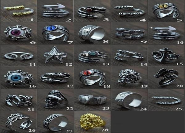 

cuff ring tiger ring for men jewelry vintage punk mens rings steampunk hollow stainless steel rings of anime skull hip hop mix ord1802485, Golden;silver