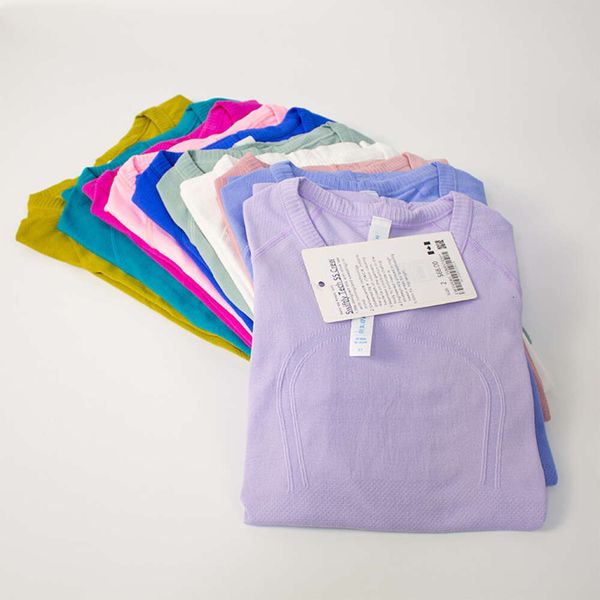 

lu-309 nwt women's sports t-shirt fitness clothing woman short sleeve workout shirts gym active wear yoga clothes ladies, White