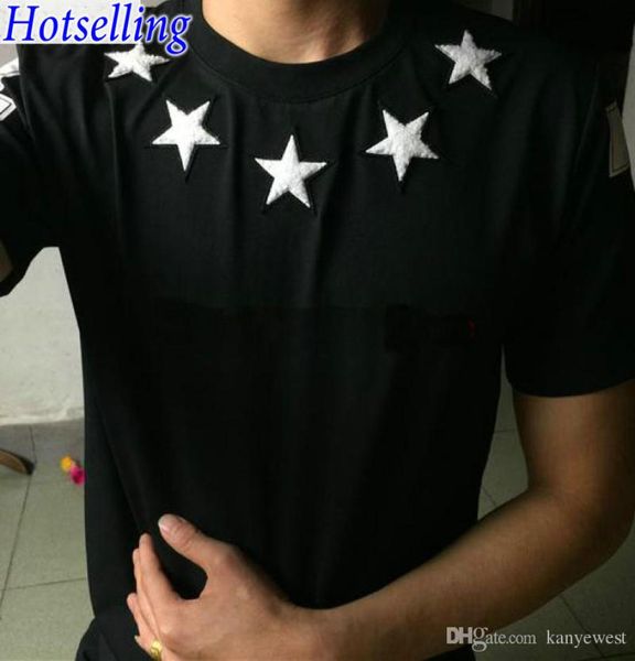 

designer luxury clothing mens short sleeve tshirt t shirt white classic five pointed star flock printing tshirt camiseta cotton c2489458, White;black