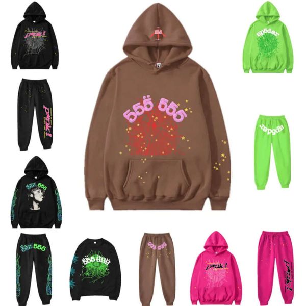 

spider hoodie pink young thug sp5der tracksuit 555555 men women web jacket sweatshirt spider 555 hoodies524, Black