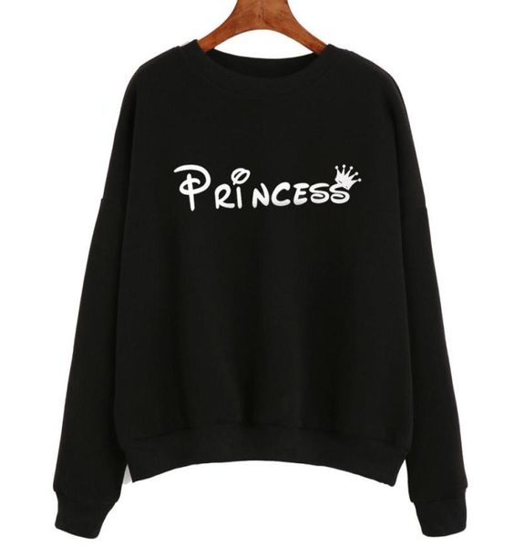 

women sweatshirts princess letter printed long sleeve women039s tracksuits casual loose hoodies polerones mujer gift1168077, Black