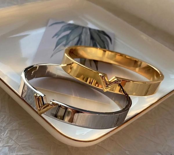 

titanium steel bangle women love designer bracelets silver gold color bangles v letter narrow charm bracelet fashion jewelry lady 3752650, Black