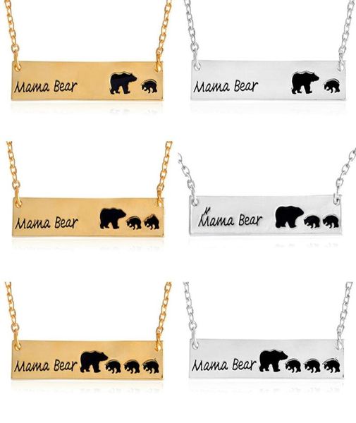 

6pcs fashion jewelry mama bear baby bear pendant necklaces for women girls cute silver gold color long chain necklaces7105222