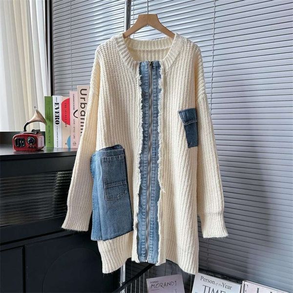 

lazy style loose sweater jacket for women autumn and winter design niche casual all matching trend, White;black