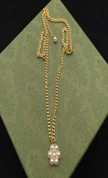 

designer flowers pearl pendant necklaces luxury letter pattern girls party wedding chunky necklace gift hip hop jewel9429538, Silver