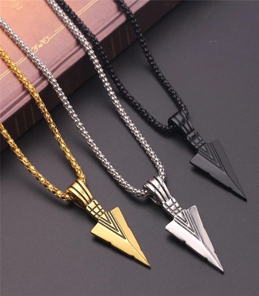 

men039s fashion jewelry gold silver black arrow head pendant long chain necklaces mens necklaces collier femme8785887
