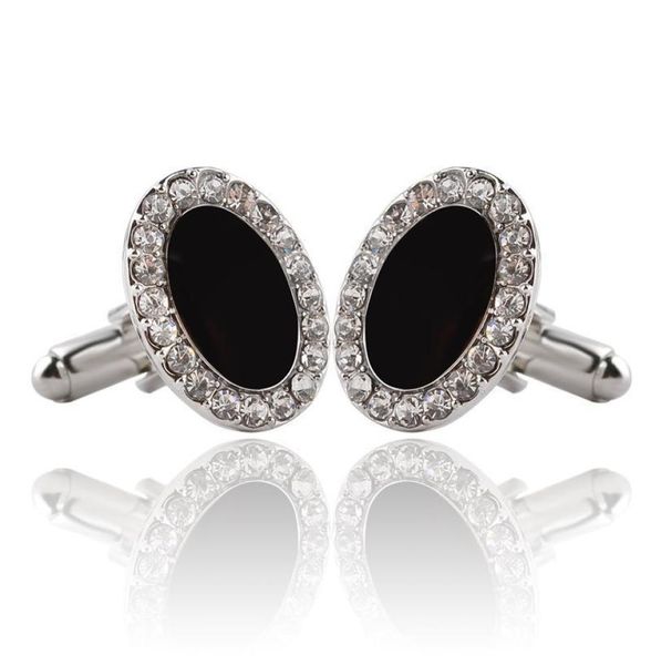 

black big gem crystal cufflinks for men lawyer groom wedding luxury cufflinks for mens shirt cuff links zj09039152928365, Silver