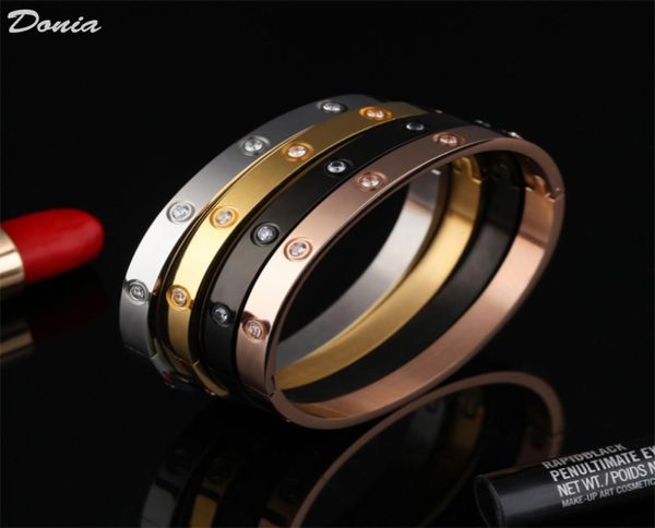 

donia jewelry luxury bangle european and american fashion classic love ten diamond titanium steel microinlaid zircon designer gif6305771, Black