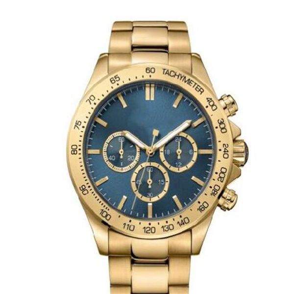 

2018 men's quartz watch 1513340 mens gold chronograph watch286g, Slivery;brown