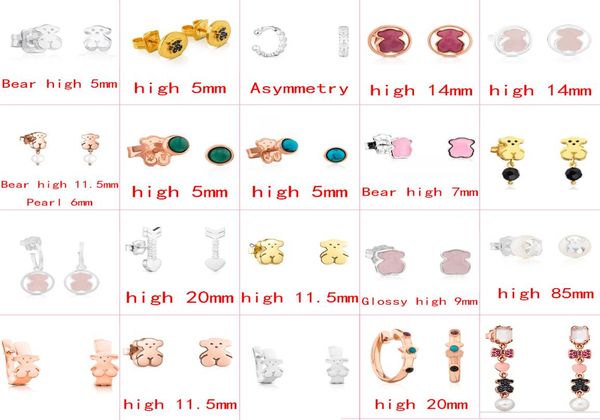 

2021 new style 100 925 sterling silver bear fashion classic ladies pin earrings pierced jewelry manufacturer whole2893268, Golden;silver