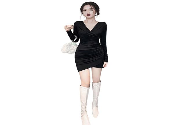 

bombing hip skirt 2022 autumn and winter new female waist with bottom folded dress8727111, Black;gray