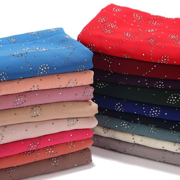 

scarf hijab malaysia pearl chiffon drill headscarf little leaf, Blue;gray