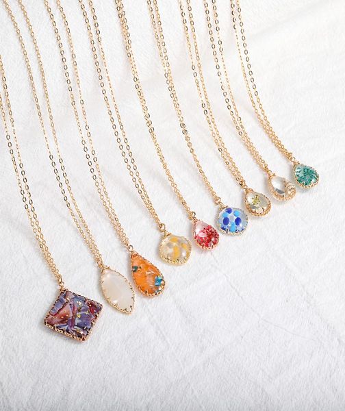 

fashion resin stone druzy necklaces flower shell gold plated geometry stone pendant necklace for elegant women girls fashion jewel8183508, Silver