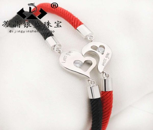 

chains heart shaped red rope bracelet korean fashion iloveyou lovers bracelet student creative jewelry can be engraved3847794, Black