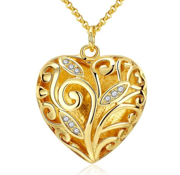 

18k gold plated hollow heart pendant necklace with zircon woman fashion jewelry christmas gift 6344895, Silver