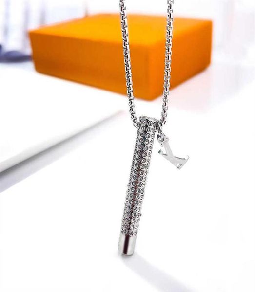 

designer pendant necklaces fashion whistle design stainless steel inlaid diamond necklace fashion jewelry306n3371347, Silver