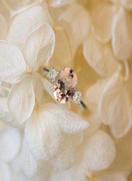 

nature morganite pinkblue gemstone ring 925 sterling silver women039s wedding jewelry cnt 66 rings4578772, Slivery;golden