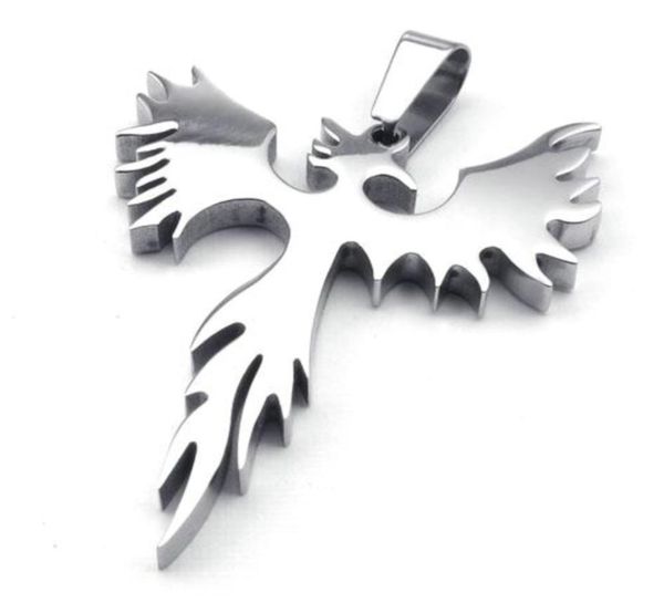 

stainless steel phoenix bird firebird pendant biker mens necklace 24 inch chain4910539, Silver