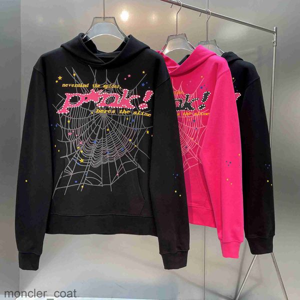 

men's hoodies sweatshirts young thug pink sp5der 555555 hoodie men women foam print spider web graphic 555555 pullovers e2wj, Black
