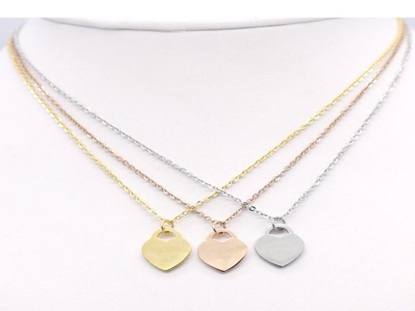 

stainless steel heartshaped necklace t necklace short female jewelry 18k gold titanium peach heart necklace pendant for woman1548389, Silver