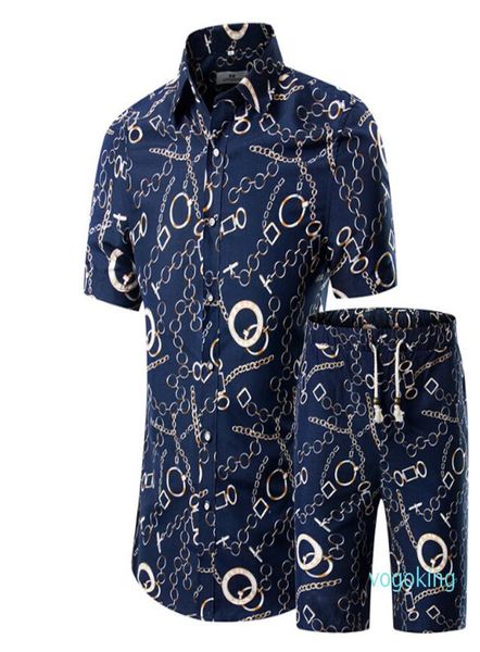 

men shirtsshorts set new summer casual printed hawaiian shirt homme short male printing dress suit sets plus size1835973, White;black