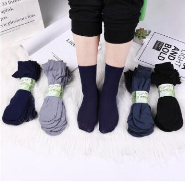 

men business stockings summer thin silk socks spring bamboo charcoal fiber elastic socks comfortable breathable stretch stockings 3638062, Black