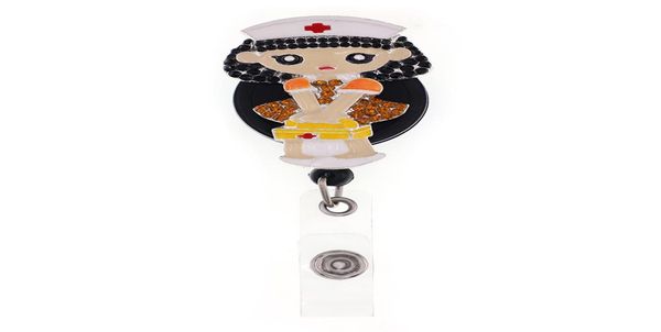

custom fashion key rings rhinestone retractable id holder for nurse name accessories badge reel with alligator clip4719531, Slivery;golden
