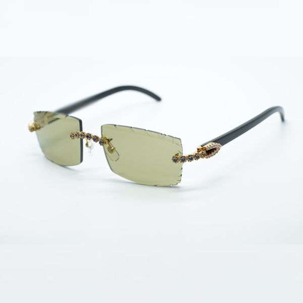 

buffs cool sunglasses 3524031 with blue bouquet diamonds and black buffalo horn legs 57 mm cut lens, White;black