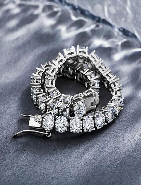 

hip hop 925 sterling silver mens ladies tennis bracelet 658quot 3mm 4mm 5mm moissanite one row bracelets4296721, Golden;silver
