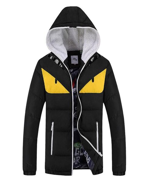 

winter men print hooded cotton parkas jacket012345679650617, Black